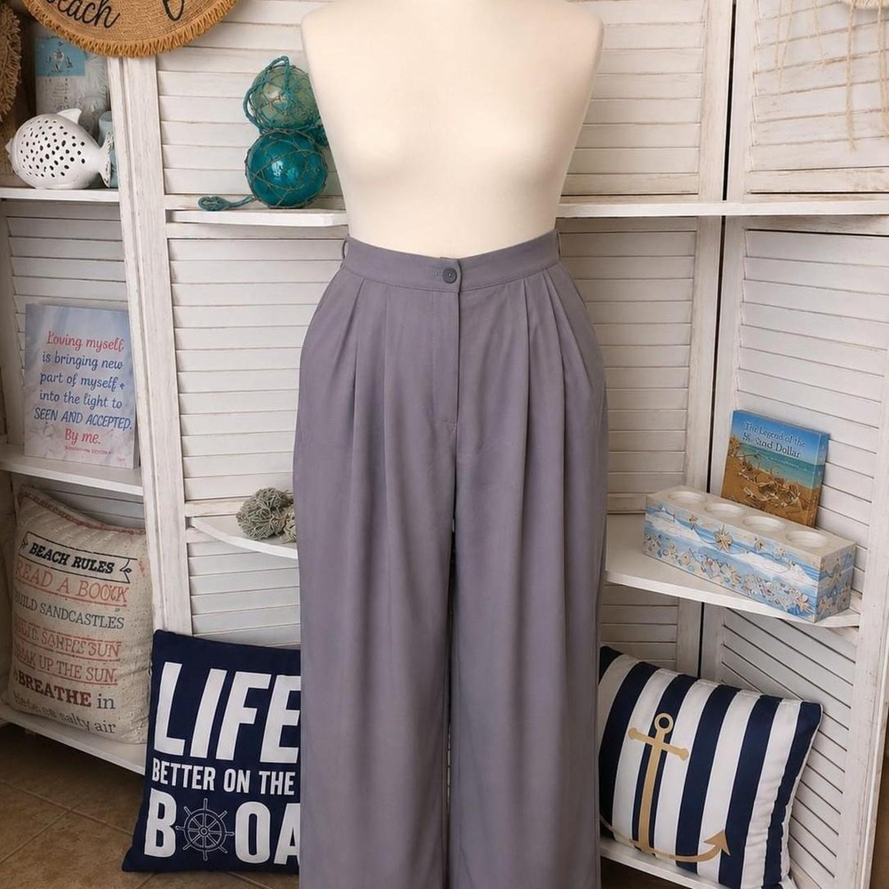 JD Williams Women Size 28 Gray Wide Leg Pleated Trousers Pockets NWT